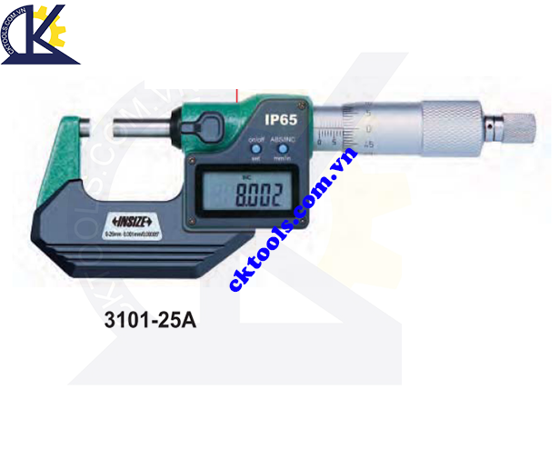 Panme điện tử  INSIZE  3101-25A  ,  WATERPROOF  DIGITAL  OUTSIDE  MICROMETERS (WITH DATA OUTPUT )   3101-25A 